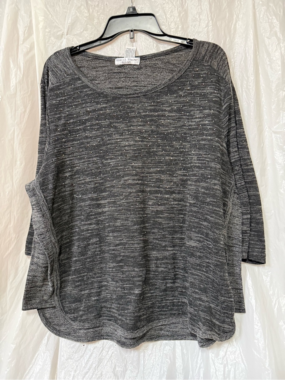 Rebecca Malone Gray Plus Size Sweater Top 1X